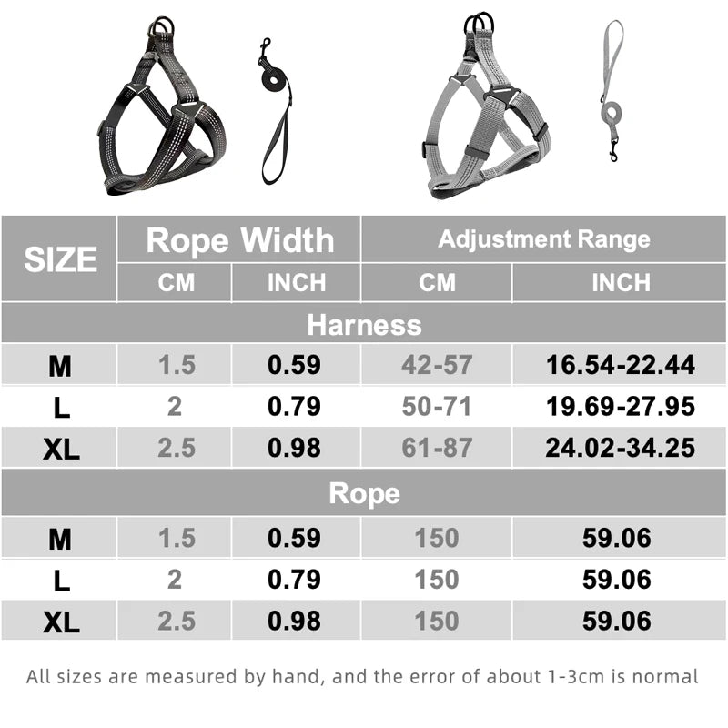 Ham Reglabil și Lesă Reflectorizantă pentru Câini – Siguranță și Confort