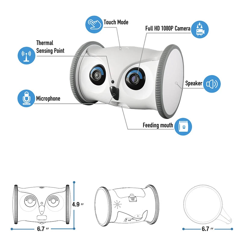Owl Robot Booteely – Jucărie Interactivă și Dispozitiv Smart pentru Câini