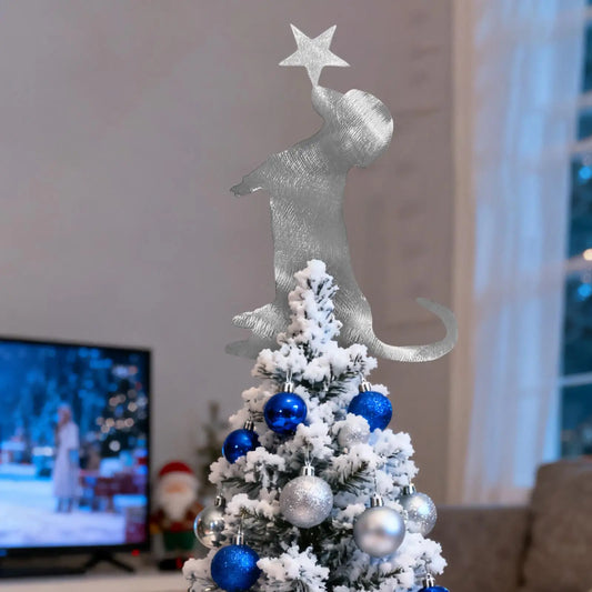 Dachshund Christmas Tree Topper – Ornament Metalic Festiv pentru Crăciun